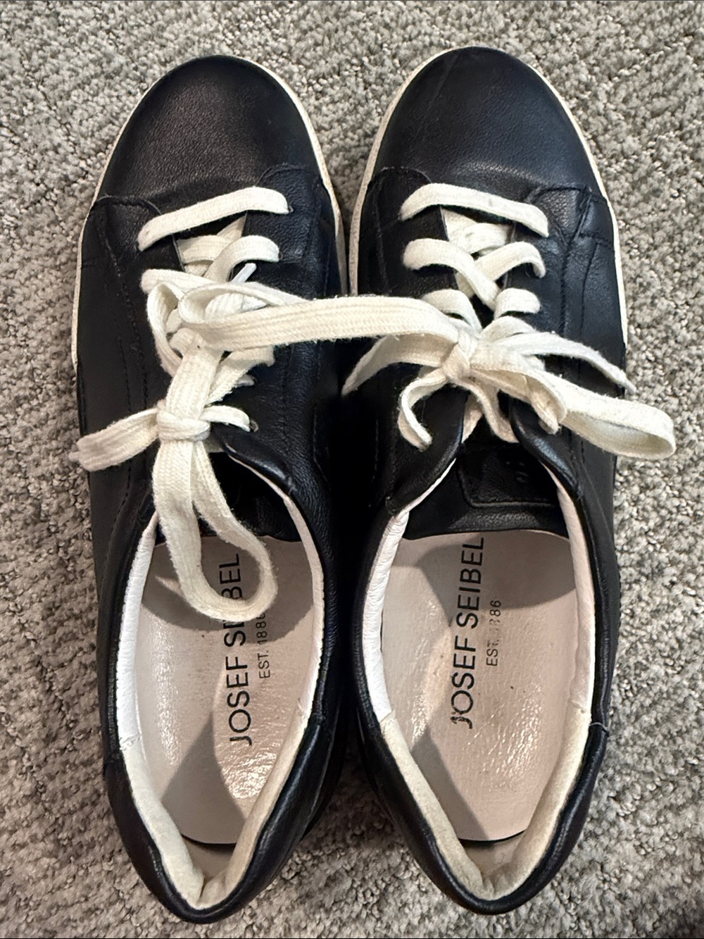 Josef Seibel Black Leather Lace-Up Sneakers size 38 eu/7-7.5